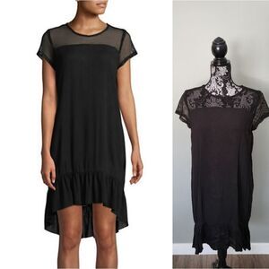 Lori Michaels Mesh Ruffle-Hem Coverup Dress-BLACK-Medium